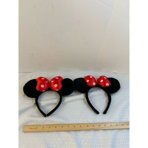 2 Disney Minnie Mouse Plush Ears red dots lot